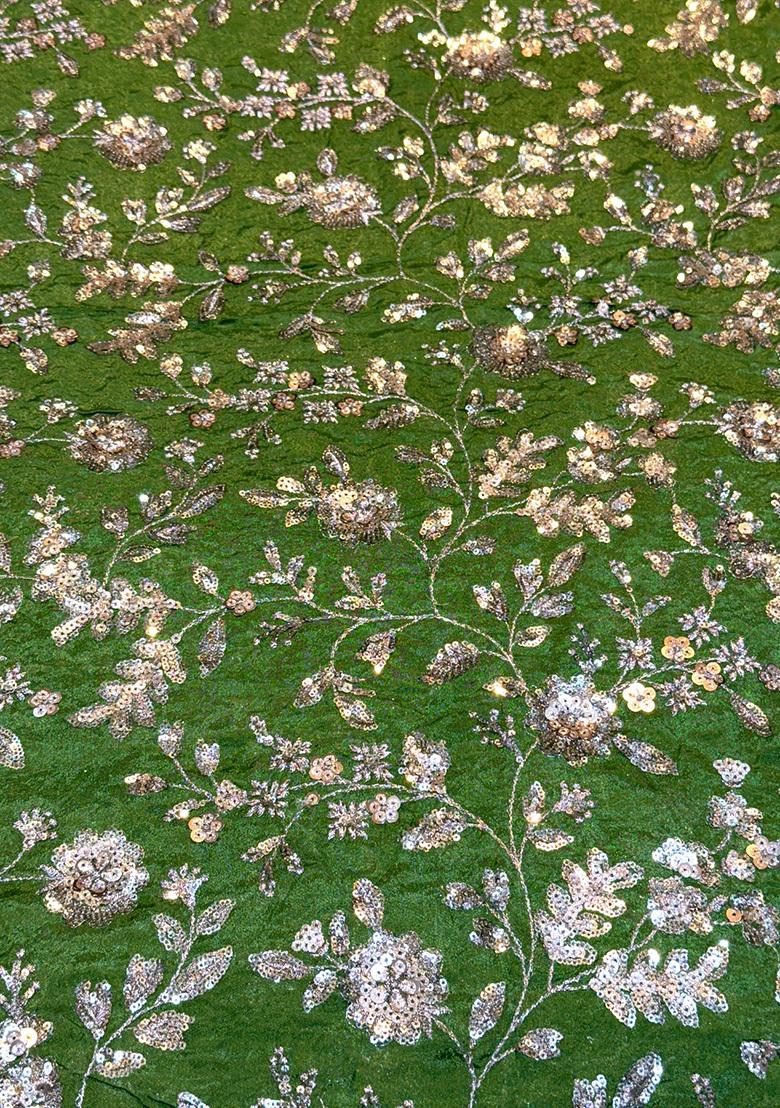 Green Sequin Embroidered Chinon Lehenga Set