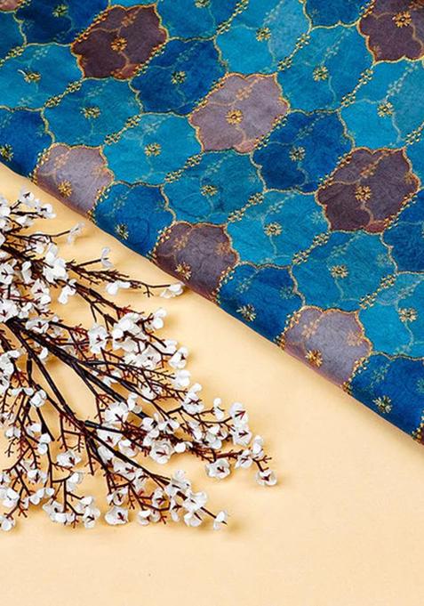 Blue Embroidered Georgette Lehenga Set