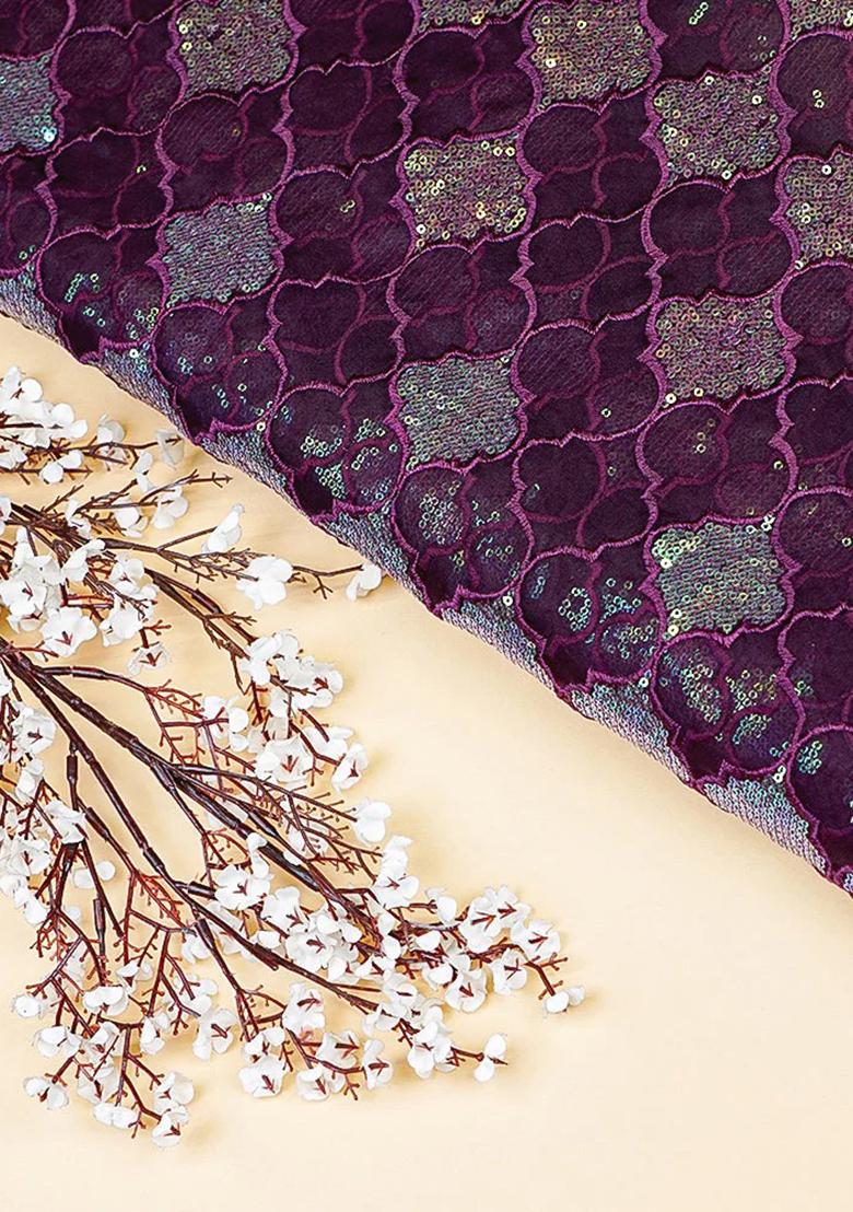 Wine Embroidered Georgette Lehenga Set