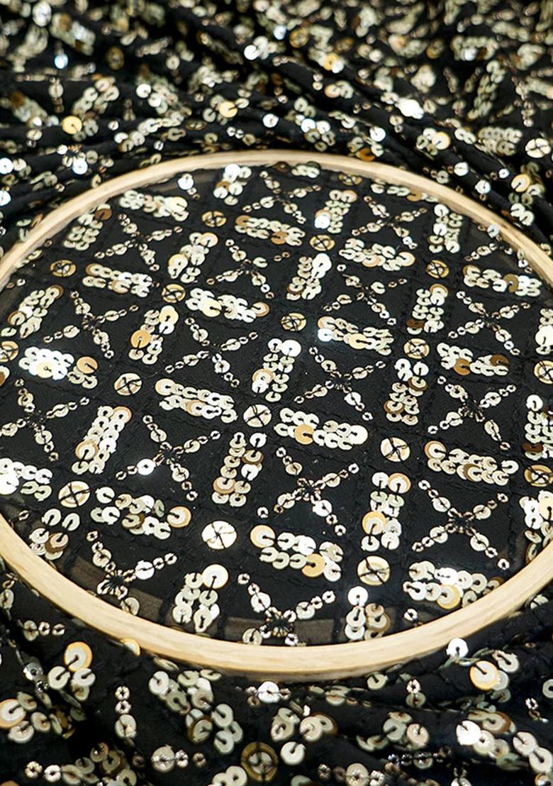 Black Sequin Embellished Georgette Lehenga Set