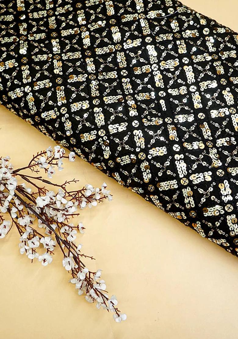 Black Sequin Embellished Georgette Lehenga Set