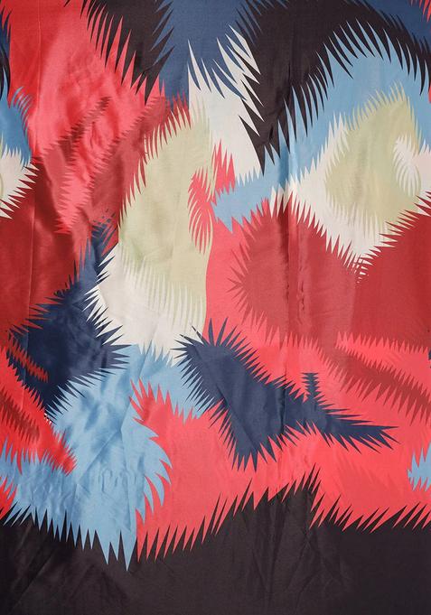 Blue Printed Crepe Lehenga Set