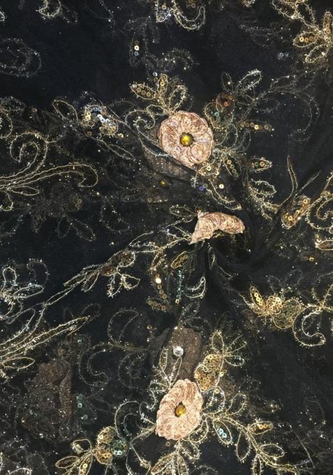 Black Printed Georgette Lehenga Set