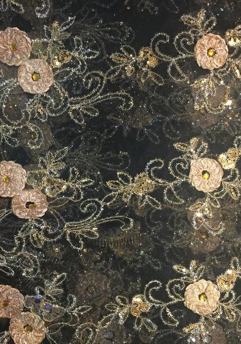 Black Printed Georgette Lehenga Set