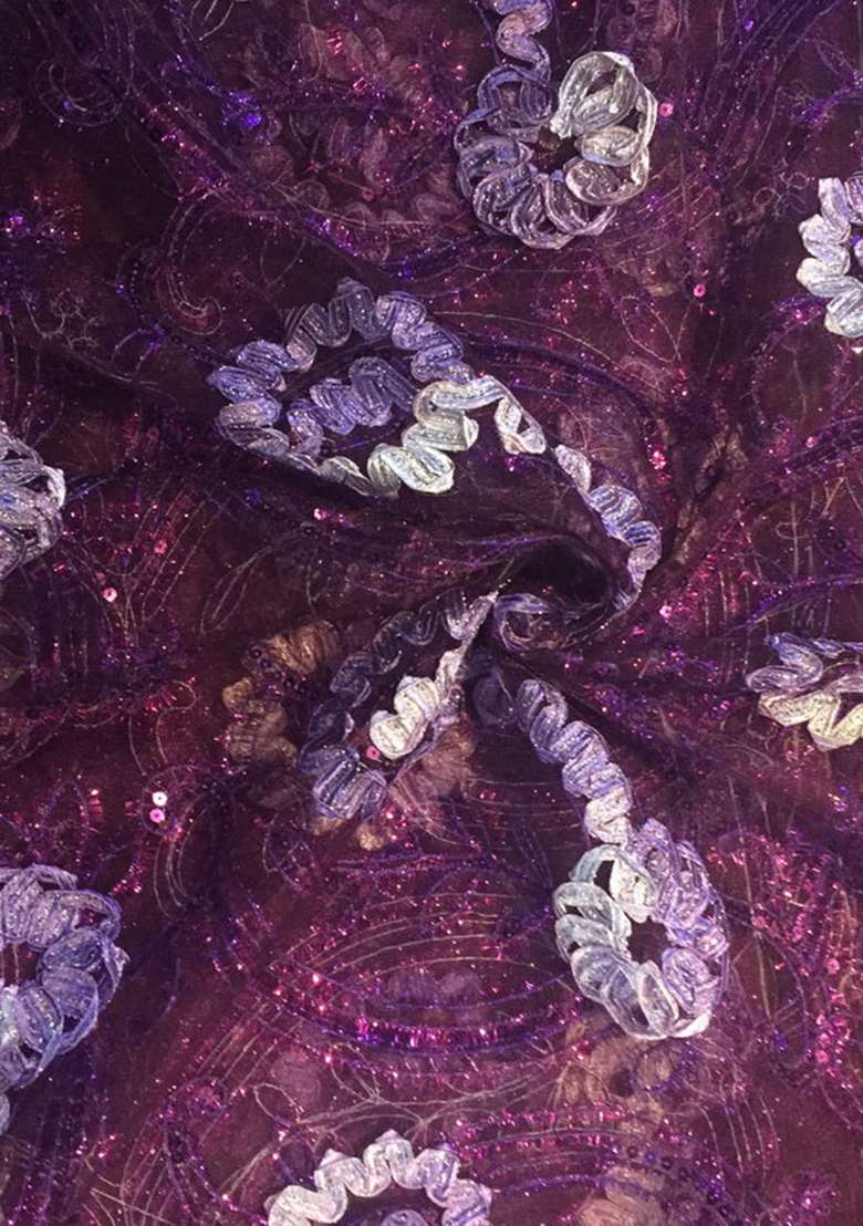 Purple Embellished Georgette Lehenga Set - Indya