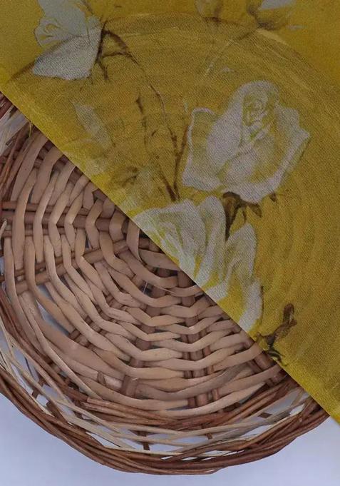 Yellow Printed Georgette Lehenga Set