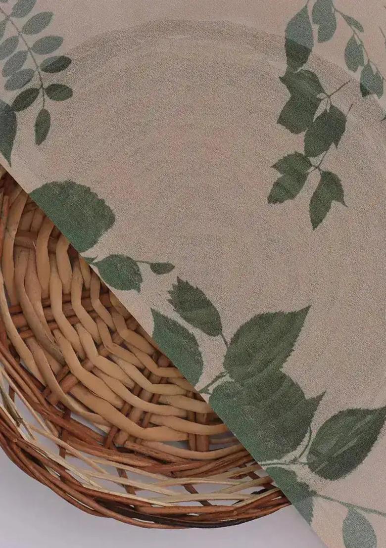 Olive Green Printed Georgette Lehenga Set