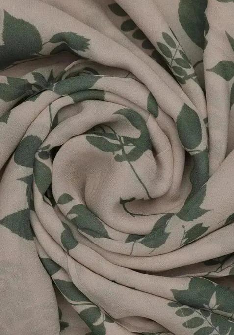 Olive Green Printed Georgette Lehenga Set