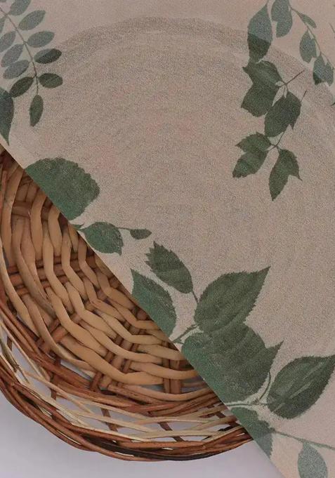 Olive Green Printed Georgette Lehenga Set