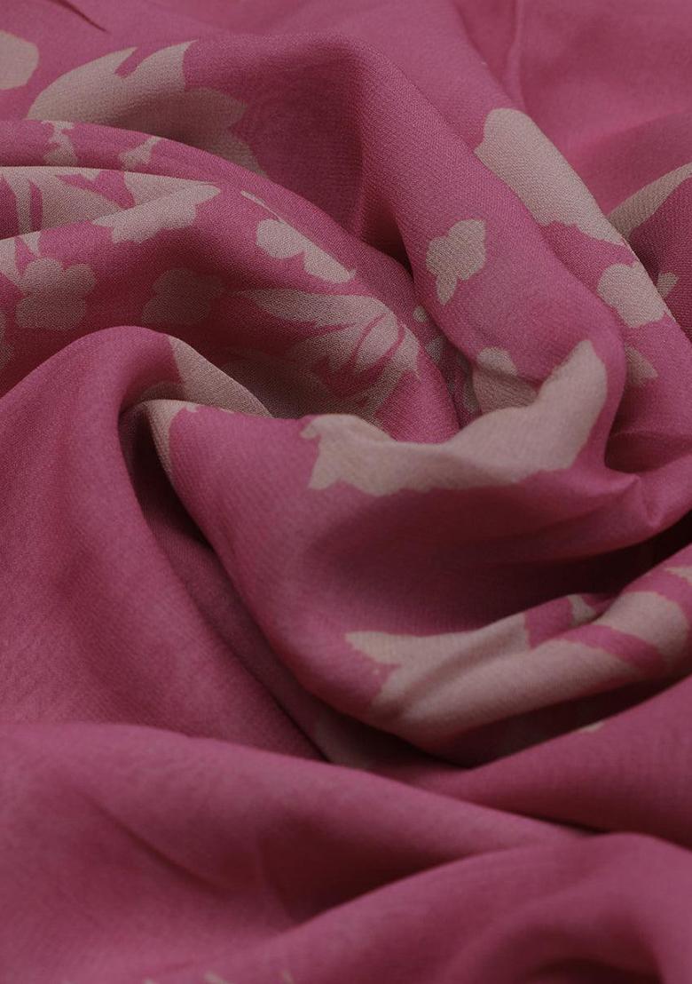 Pink Printed Georgette Lehenga Set