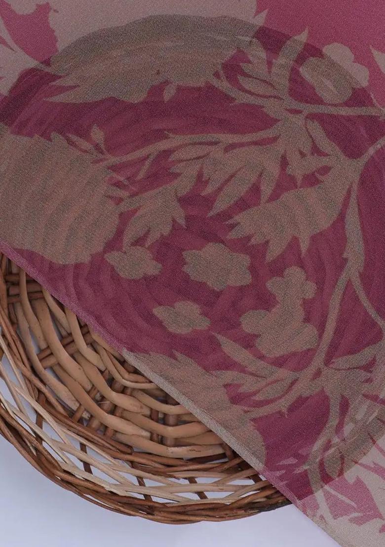 Pink Printed Georgette Lehenga Set