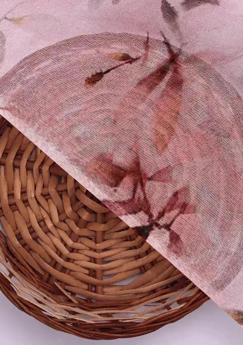 Pink Printed Georgette Lehenga Set