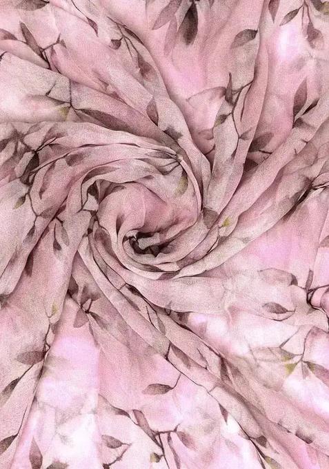 Pink Printed Georgette Lehenga Set