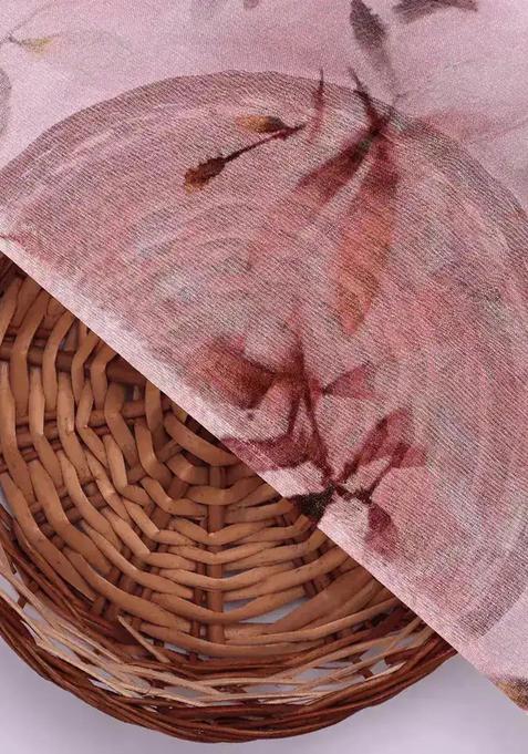 Pink Printed Georgette Lehenga Set