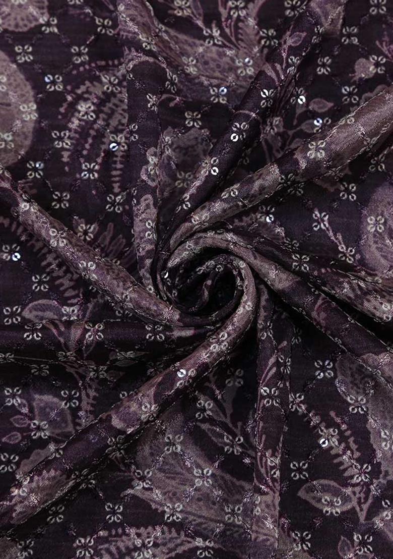 Wine Embroidered Georgette Lehenga Set