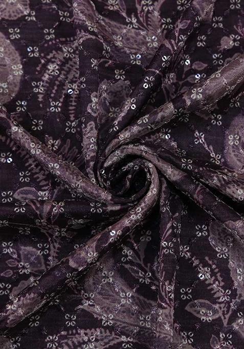 Wine Embroidered Georgette Lehenga Set