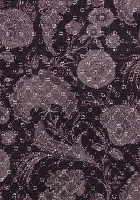 Wine Embroidered Georgette Lehenga Set