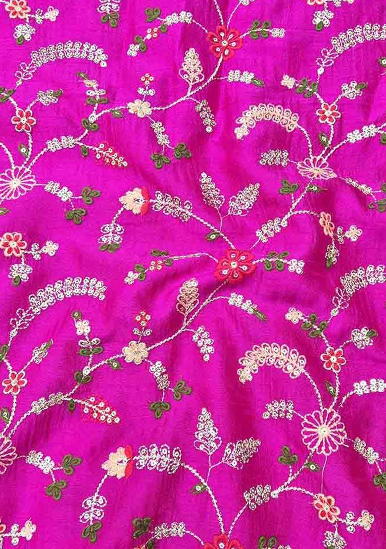Pink Embroidered Georgette Lehenga Set