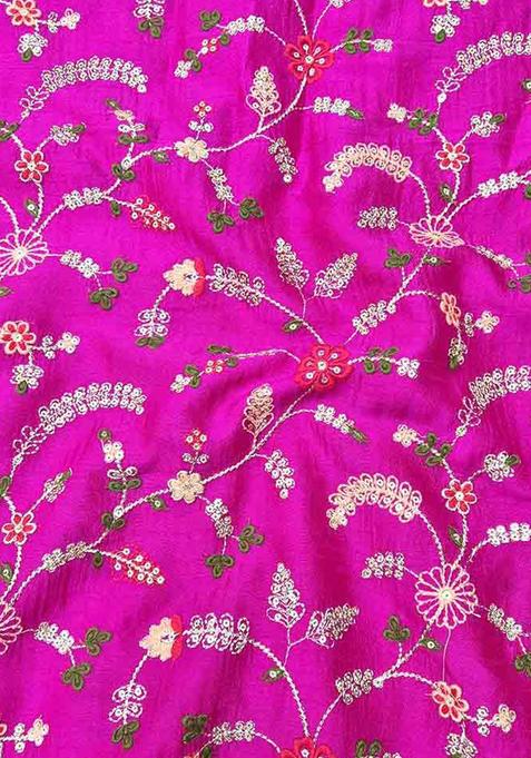 Pink Embroidered Georgette Lehenga Set