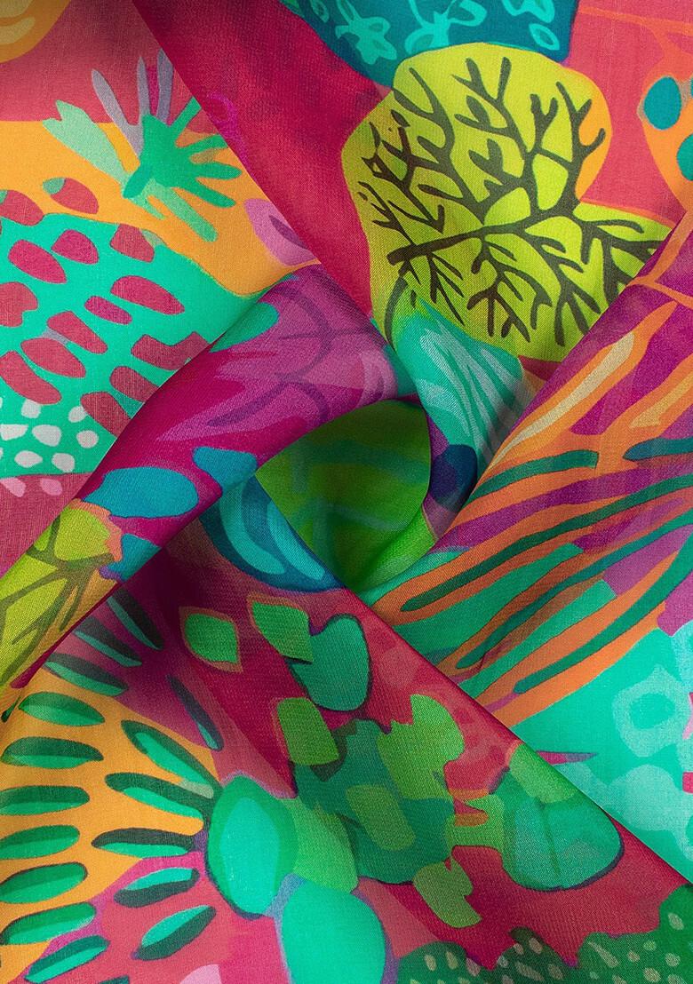 Multicolor Printed Organza Lehenga Set