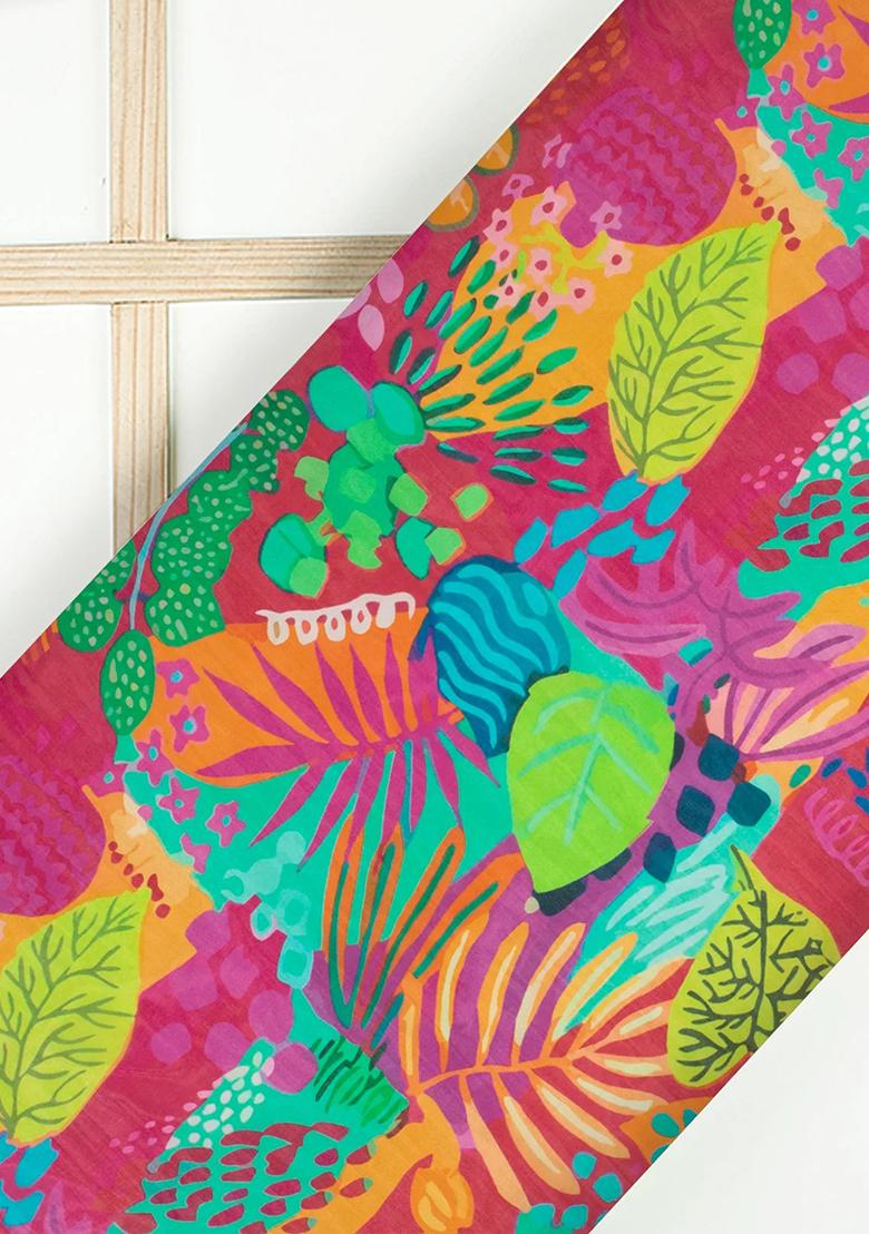 Multicolor Printed Organza Lehenga Set