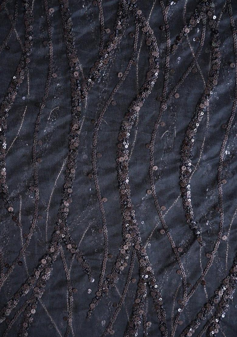 Grey Embroidered Blouse Net Lehenga Set