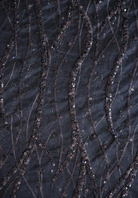 Grey Embroidered Blouse Net Lehenga Set