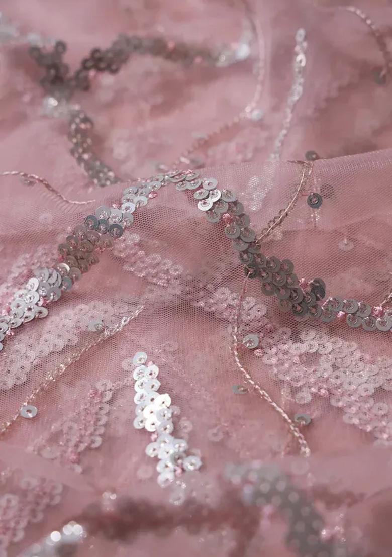 Pink Embellished Blouse Georgette Lehenga Set