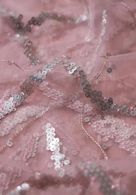 Pink Embellished Blouse Georgette Lehenga Set