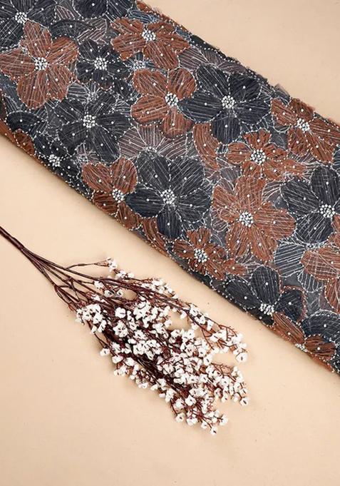 Cream Embroidered Georgette Lehenga Set