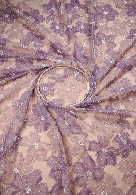 Mauve Embroidered Georgette Lehenga Set