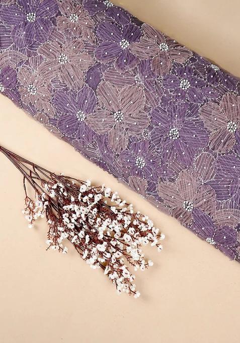 Mauve Embroidered Georgette Lehenga Set