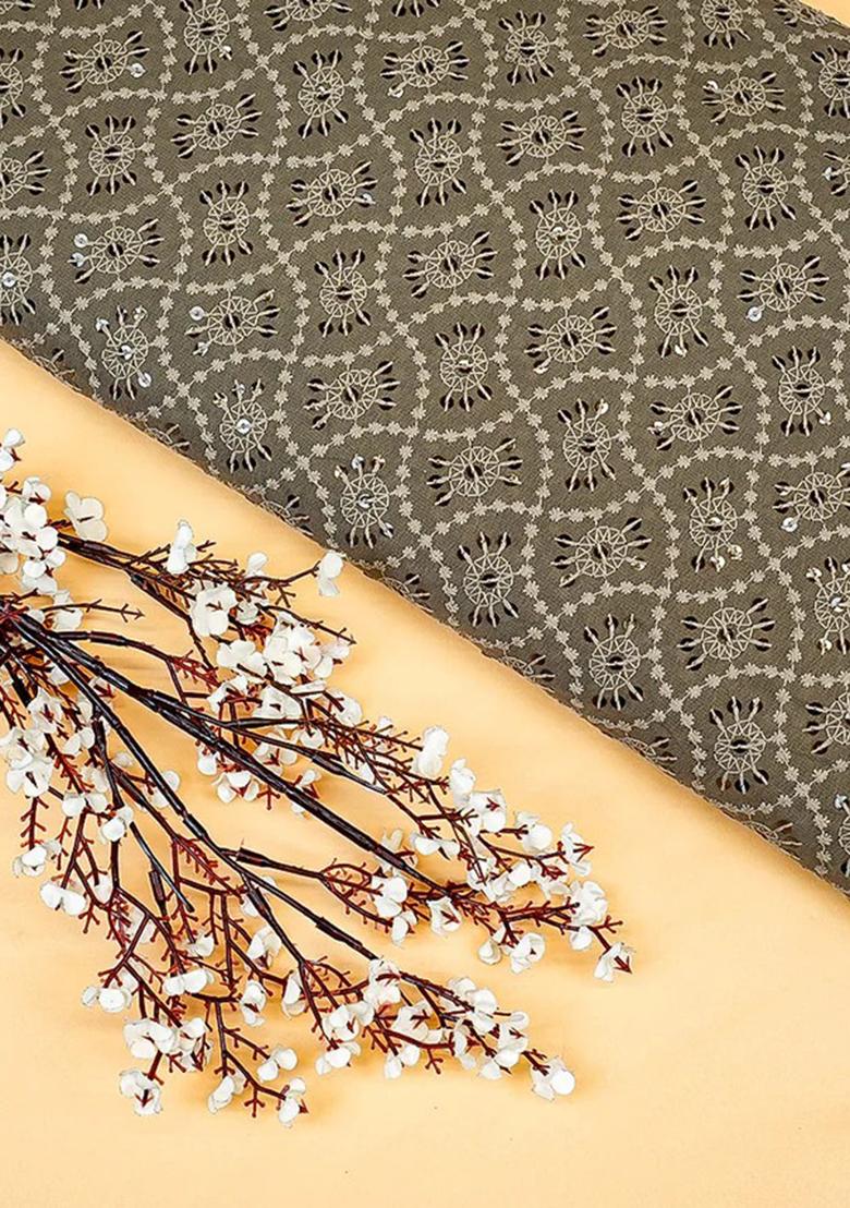 Brown Sequin Embroidered Blouse Georgette Lehenga Set - Indya