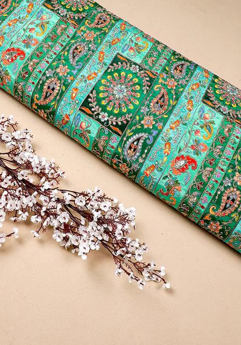 Green Embroidered Blouse Crepe Lehenga