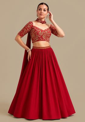 Rani Pink Sequin Embroidered Blouse Crepe Lehenga