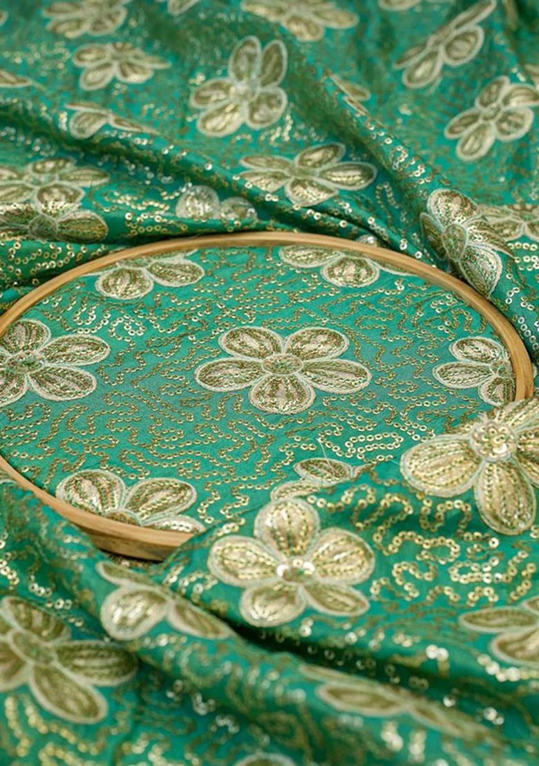 Sea Green Embroidered Georgette Lehenga Set