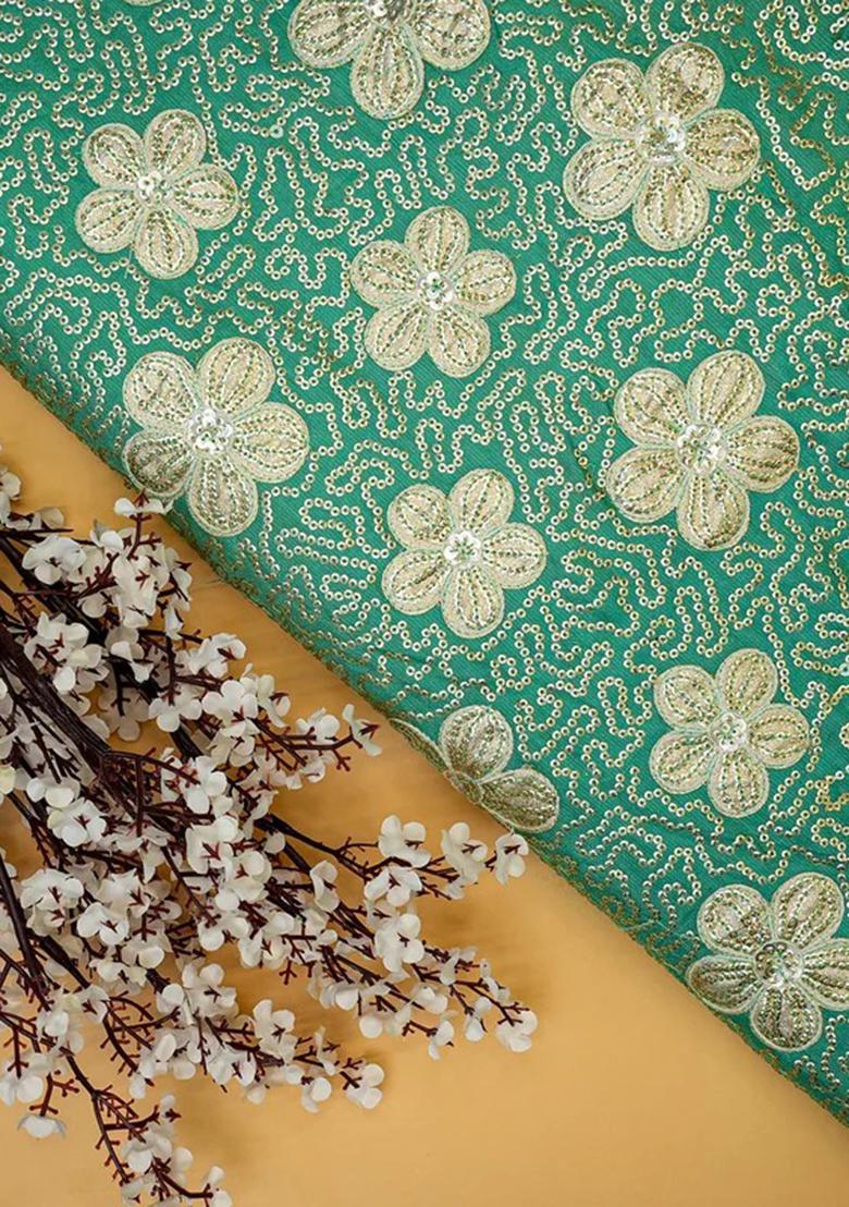 Sea Green Embroidered Georgette Lehenga Set