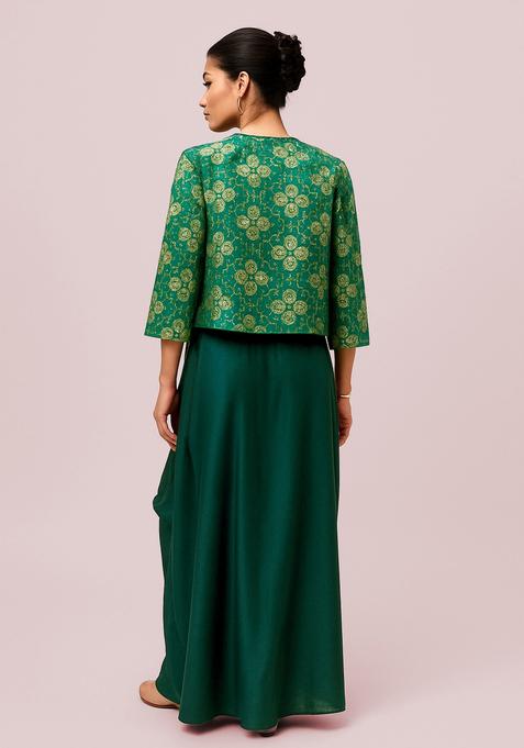 Sea Green Embroidered Georgette Lehenga Set