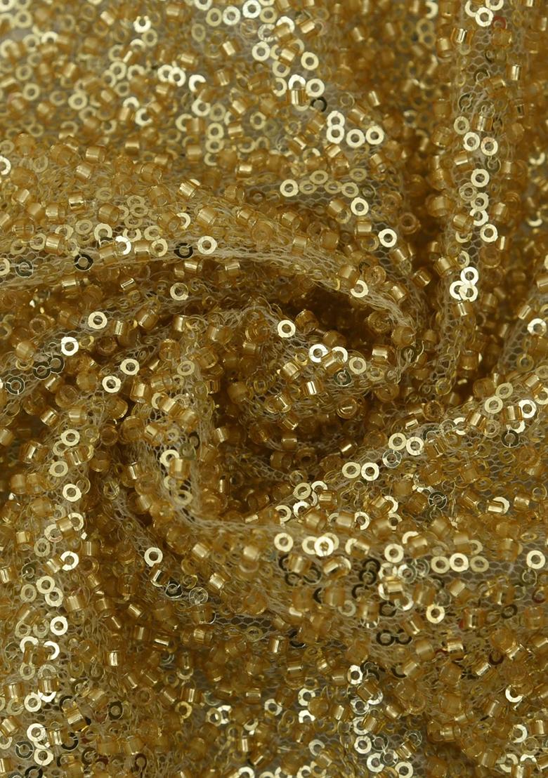 Gold Sequin Embellished Blouse Georgette Lehenga Set