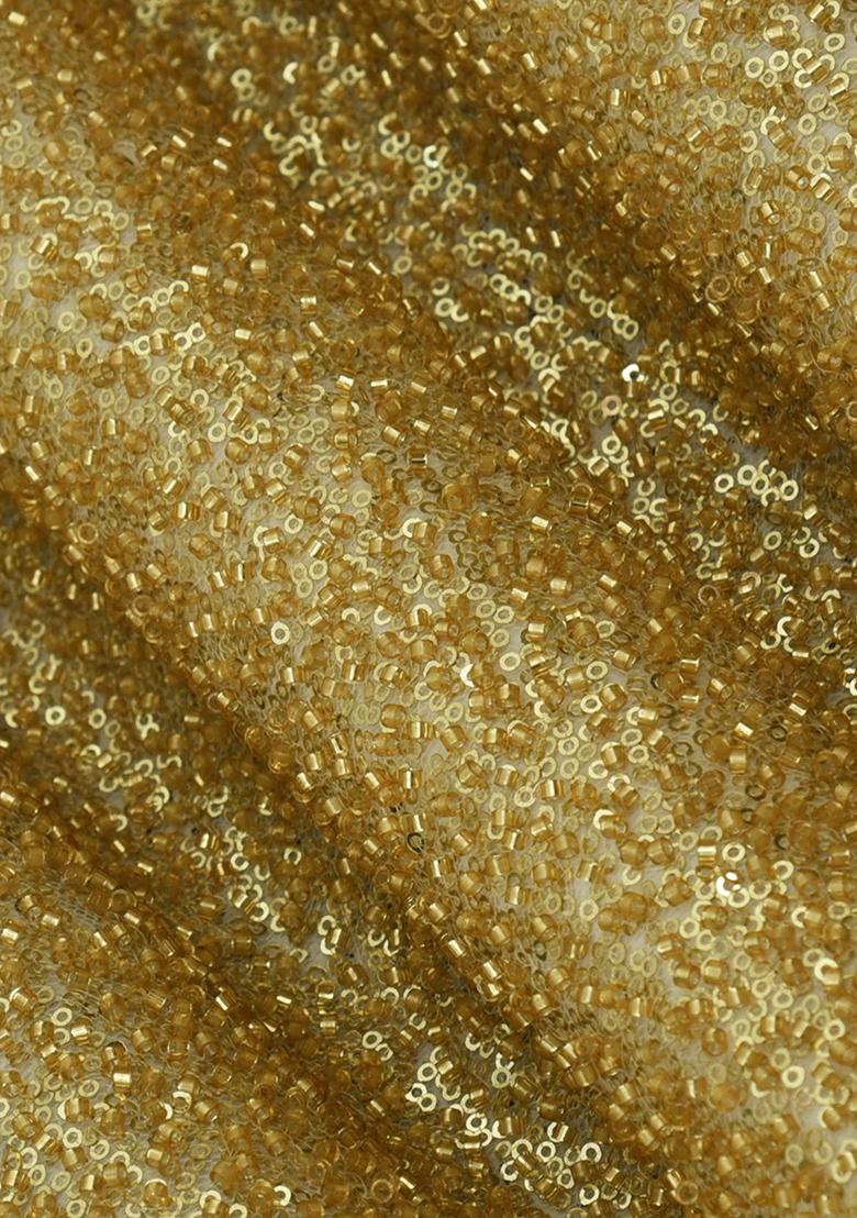 Gold Sequin Embellished Blouse Georgette Lehenga Set - Indya