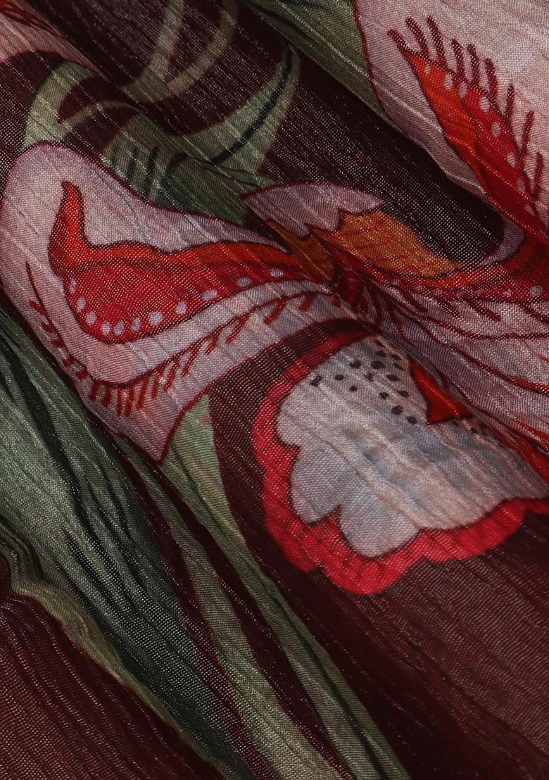 Maroon Printed Georgette Lehenga Set