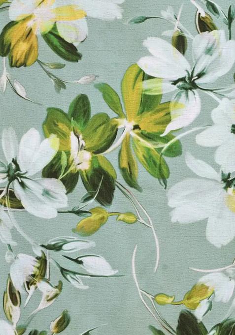 Sea Green Printed Polyester Lehenga Set