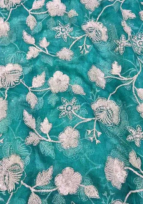 Sea Green Embroidered Organza Silk Lehenga Set