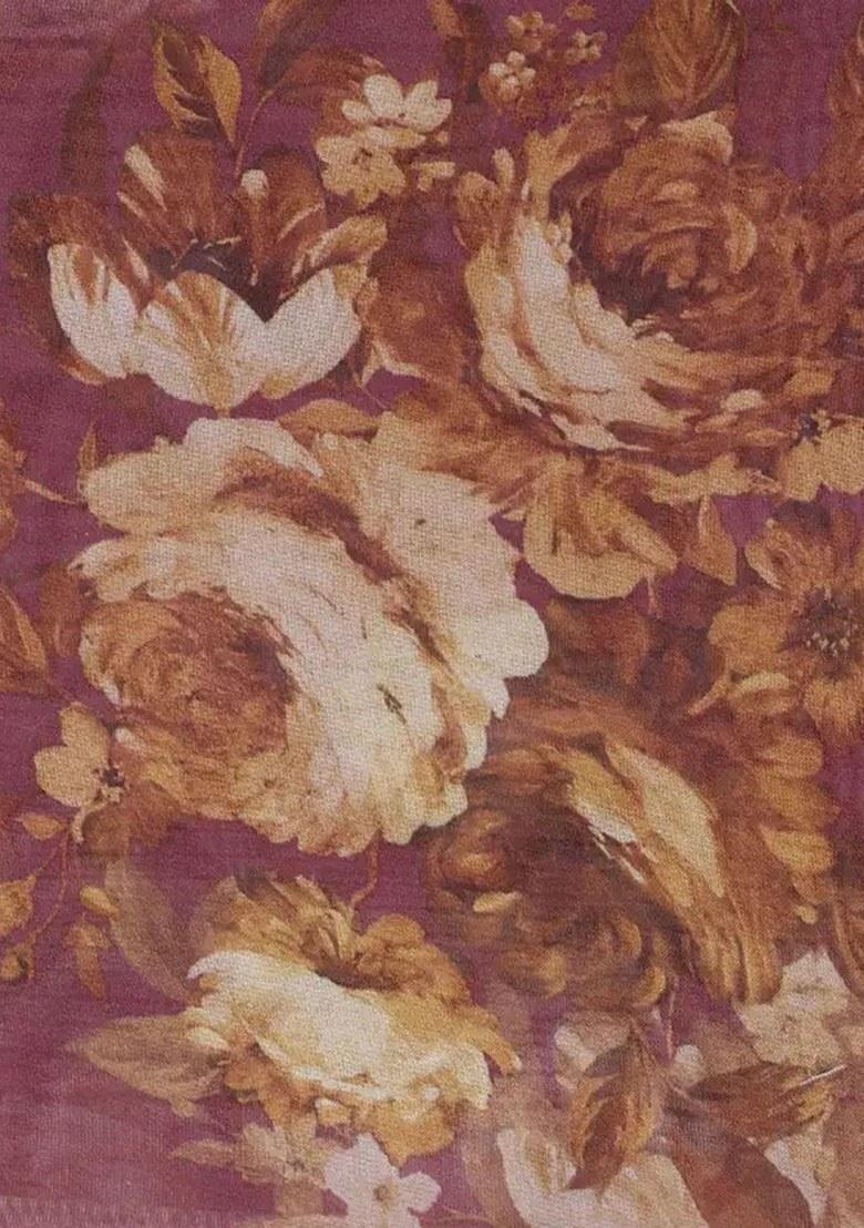 Wine Printed Organza Lehenga Set