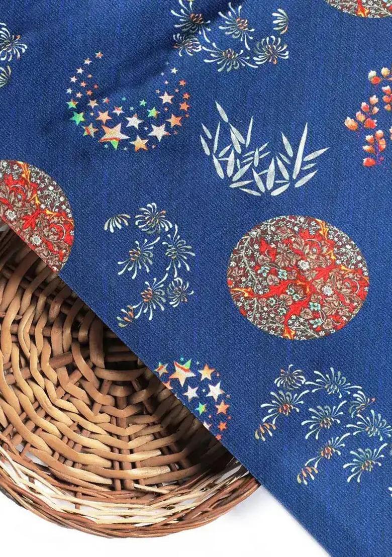 Blue Embellished Satin Lehenga Set - Indya