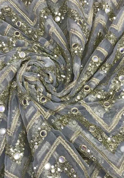 Grey Embroidered Georgette Lehenga Set