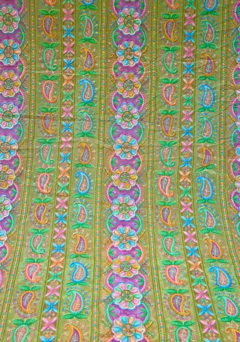 Green Printed Georgette Lehenga Set