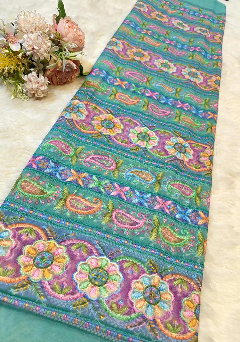 Blue Printed Georgette Lehenga Set