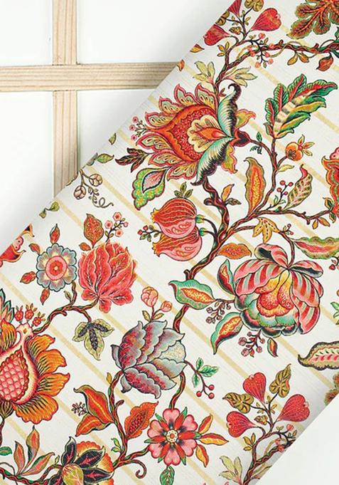 Brown Printed Satin Lehenga Set