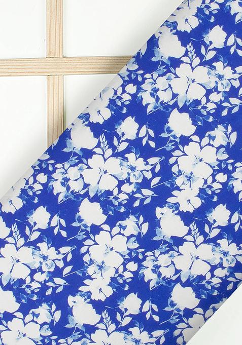 Blue Printed Satin Lehenga Set